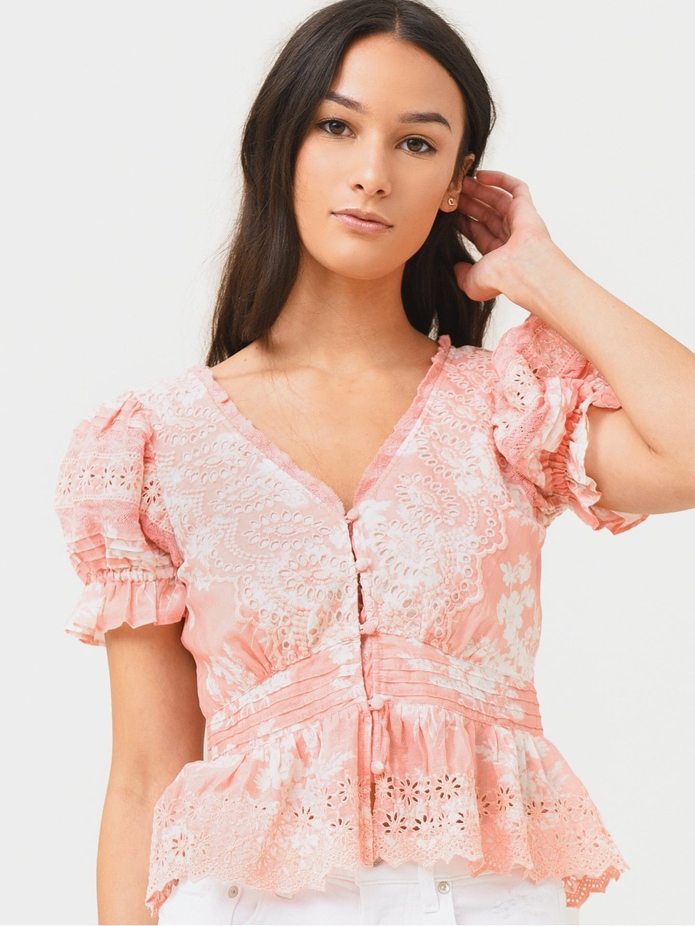 LoveShackFancy Pink Annalee Top